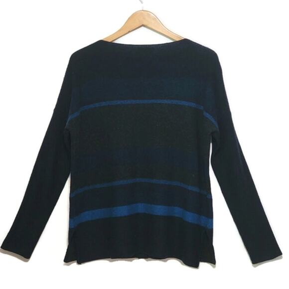 Vince Wool Cashmere Striped Boat Neck Long Sleeve Blue Gray Sweater Size S - Picture 10 of 16